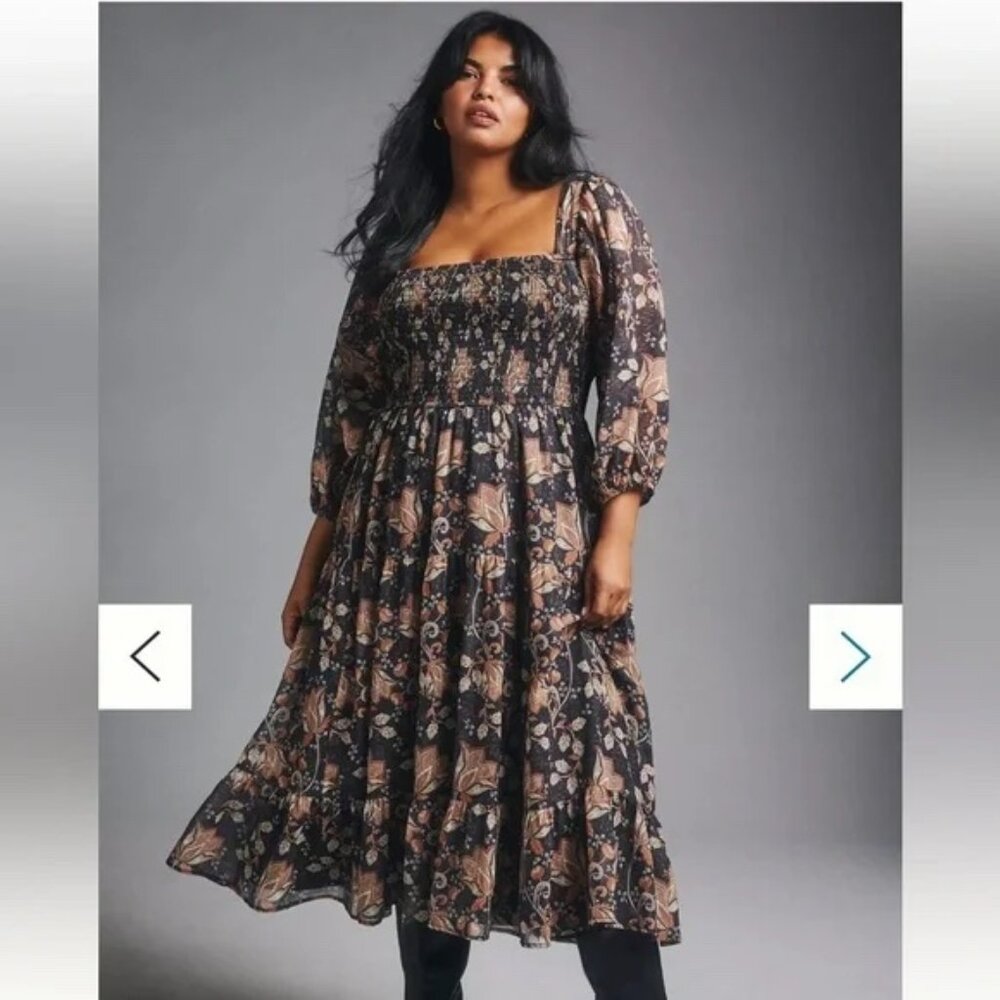 Anthropologie | Let Me Be Square-Neck Smocked Maxi Dress | 3XL